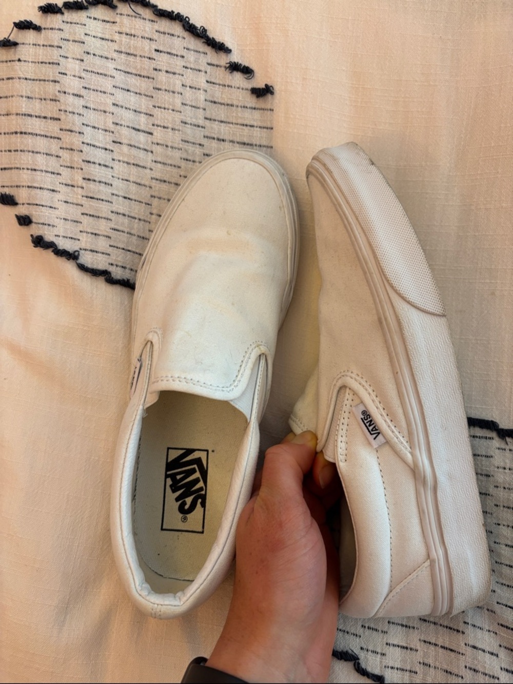Vans Classic Slip-On Sneakers — White Canvas women’s size 8 - Picture 3 of 5